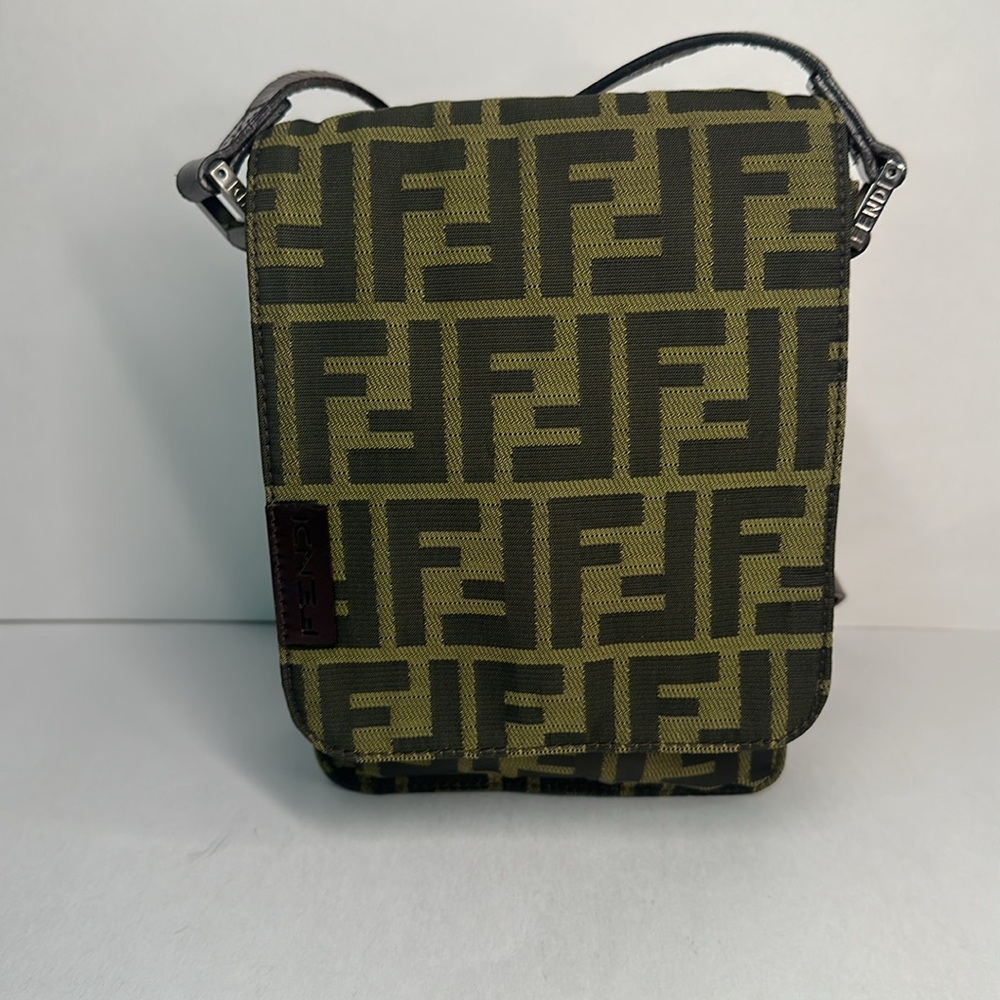Fendi Green and Black Crossbody Bag with Iconic Monogram